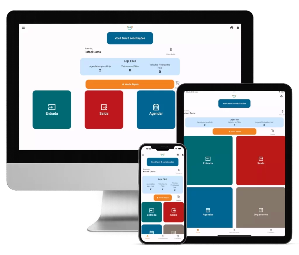 Acesse de todos os dispositivos. Lavacar Fácil disponível para Android Iphone e Computador.